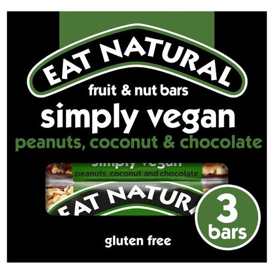 Eat Natural Simply Vegan Fruit & Nut Cereal Bar 12 x 45g Pack with Peanuts, Coconut, Apricots & Dark Chocolate