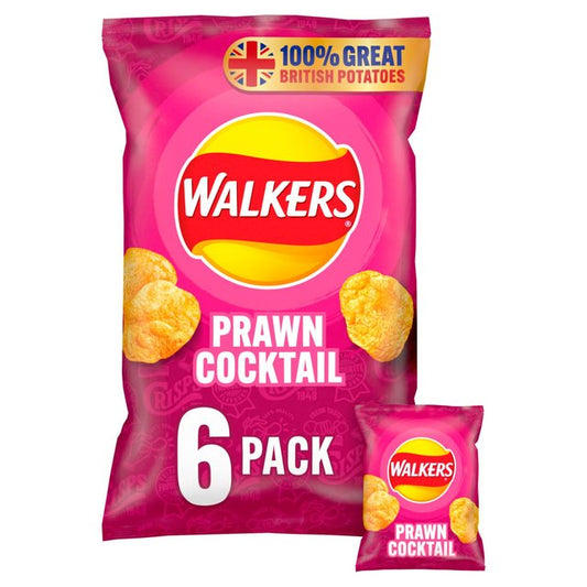 Walkers Prawn Cocktail Crisps 25g X 6 per pack