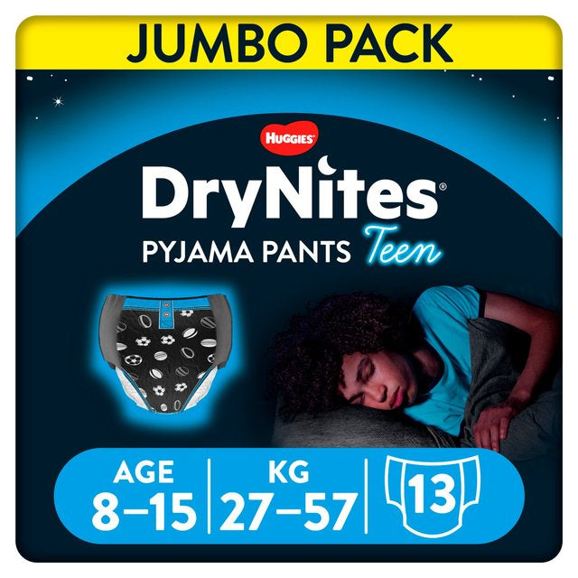 Huggies DryNites Pyjama Pants Teen for Boys 8-15 years 27-57 kg, 13 per pack