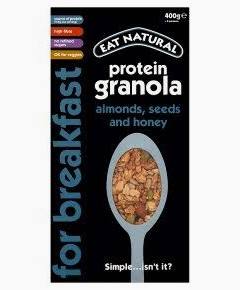 Eat Natural Breakfast Protein Granola Cereal - 400g Pack Almonds, Seeds & Honey Granola with Whole Grain Oats -