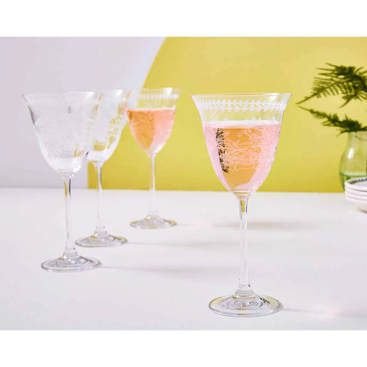 Portmeirion Botanic Garden Set of 4 Crystal Wine Glasses