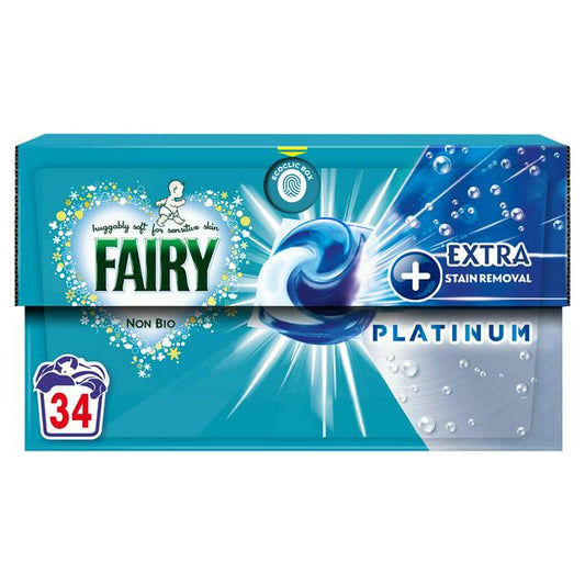 Fairy Non Bio All-in-1 Pods Washing Liquid Capsules Extra Stain Removal 34 Washes