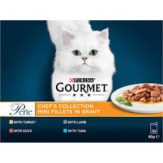 Gourmet Perle Chef's Collection Mini Fillets In Gravy (Turkey, Tuna, Duck, Lamb) (12X85g)