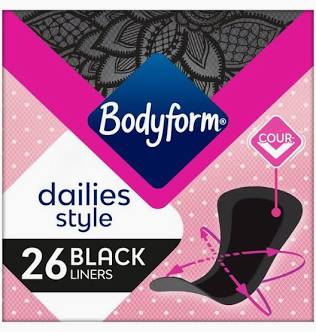 Bodyform Black Pantyliner Normal 26 per pack