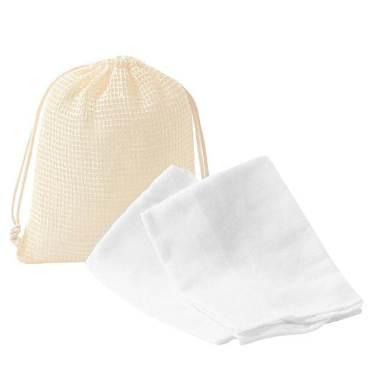 M&S 2 Organic Muslin Reusable Make Up Removing Cloths & Reusable Bag, White