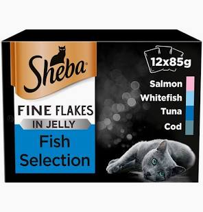 Sheba Fine Flakes Pouches Fish in Jelly 12 x 85g