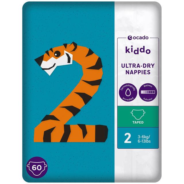 Ocado Kiddo Ultra-Dry Nappies Size 2 (3-6kg) 60 per pack