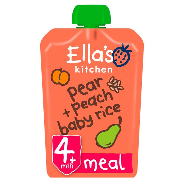 Ella's Kitchen Pear and Peach Baby Rice Baby Food Pouch 4+ Months 120g