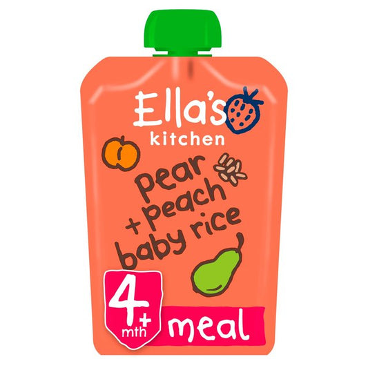 Ella's Kitchen Pear and Peach Baby Rice Baby Food Pouch 4+ Months 120g