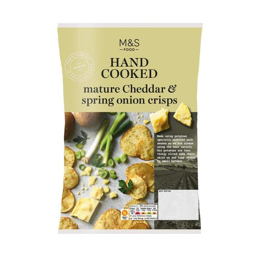 M&S Mature Cheddar & Spring Onion Hand Cooked Crisps 150g