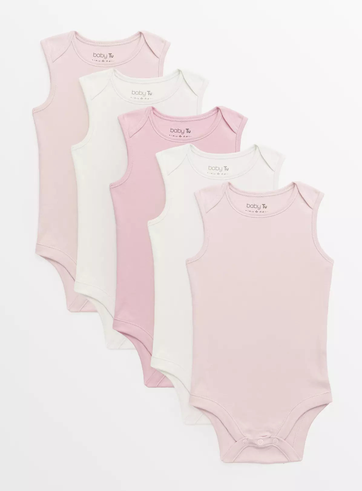 Sainsbury's Tu Pink Sleeveless Bodysuits 5 Pack 0 -  3 mths