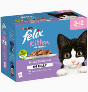 Felix Pouch Kitten Fish & Meat Selection In Jelly 12X100g