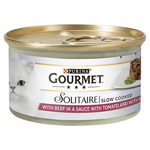 Gourmet Solitaire Cat Food with Beef Tin (85g)