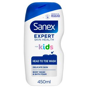 Sanex Expert Skin Health Head To Toe Bubble Bath & Body Wash For Kids 450ml