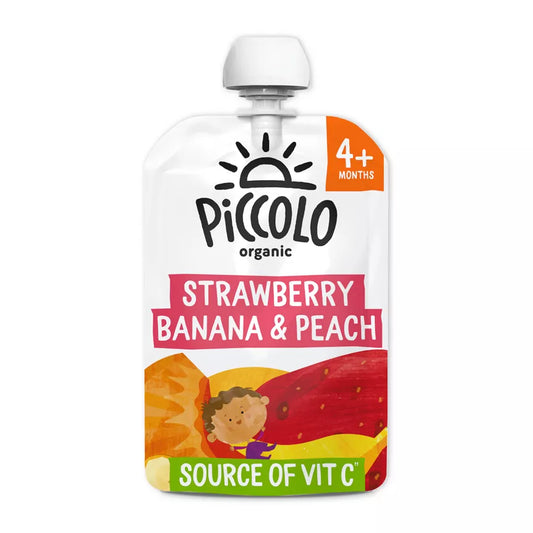 Piccolo Organic Strawberry, Banana & Peach 4 Months+ 100g