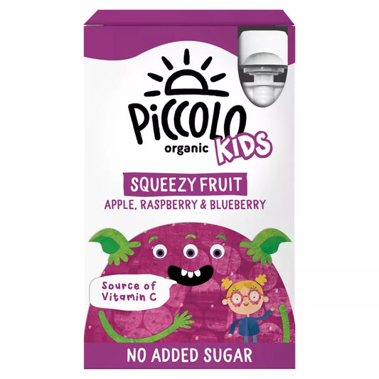 Piccolo Organic Squeezy Fruit Apple Raspberry & Blueberry 4X90g