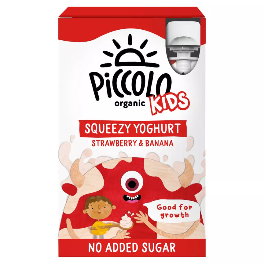 Piccolo Organic Squeezy Yogurt Strawberry & Banana Kids 4X100g