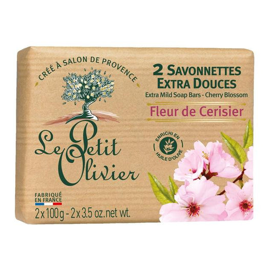 Le Petit Olivier Extra mild soap bars Cherry Blossom 2 x 100g