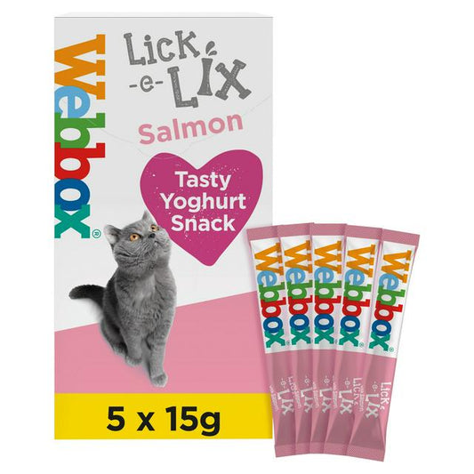 Webbox Lick-e-Lix Salmon With Omega 3 & 6 Yoghurty Cat Treats 5 x 15g