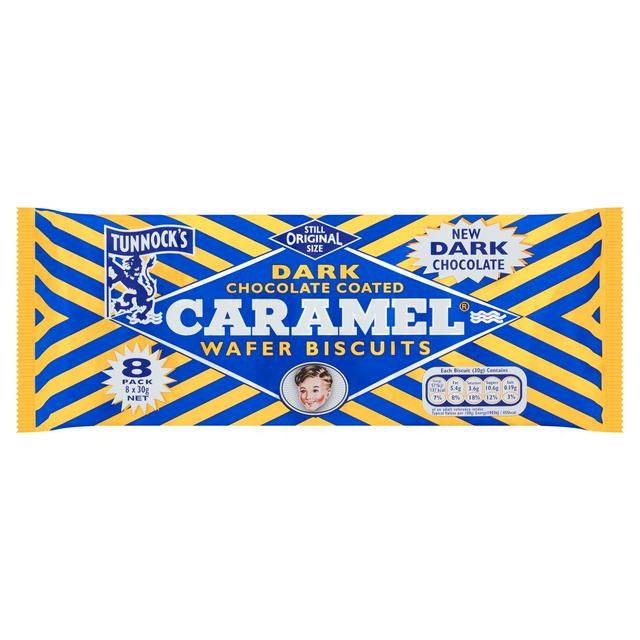 Tunnocks Dark Chocolate Caramel Wafers 8 X 30g