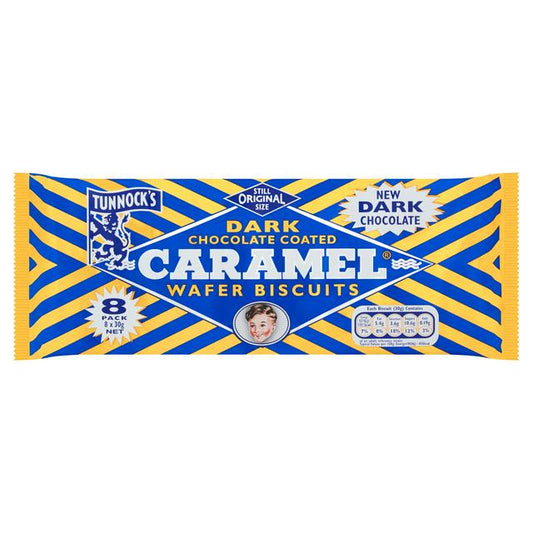 Tunnocks Dark Chocolate Caramel Wafers 8 X 30g