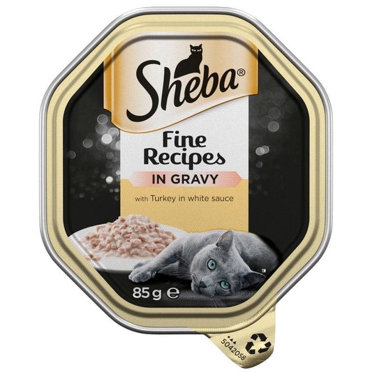 Sheba Fine Recipes Cat Food with Turkey in White Sauce (85g)