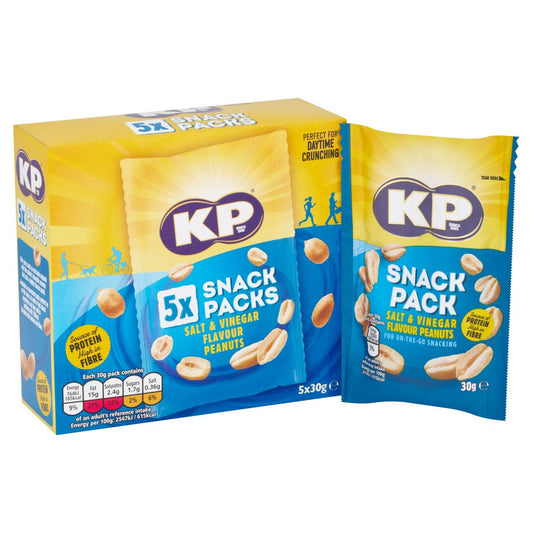 KP Salt and Vinegar Peanuts 5 x 30g Multipack