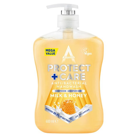 Astonish Protect & Care Anti Bacterial Handwash Milk & Honey 600ml