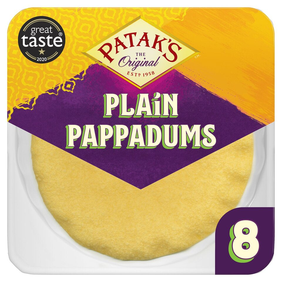 Patak's Plain Ready To Eat Pappadums (8 per pack) - READY TO EAT