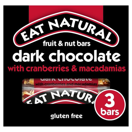 Eat Natural Dark Chocolate With Cranberries & Macadamias Bars (3X45g)