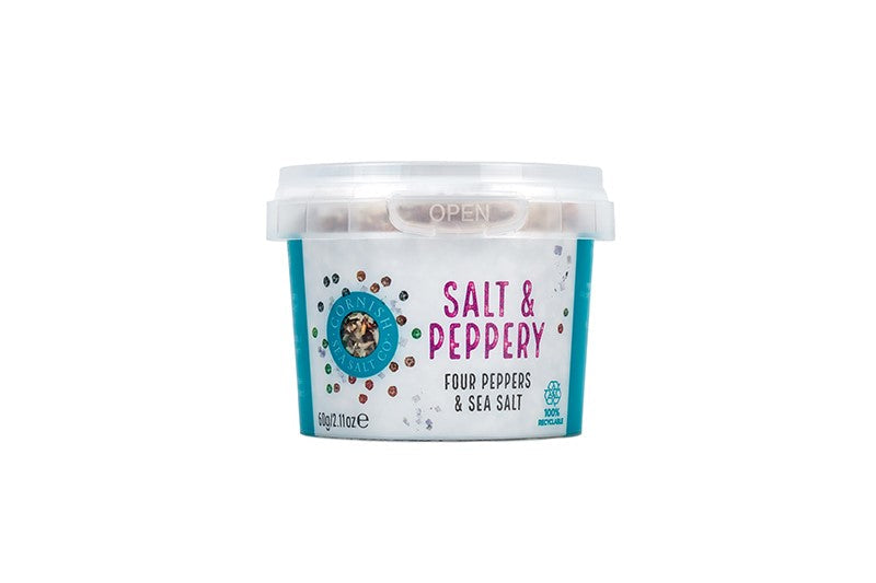 Cornish Pinch Salt and Pepper Sea Salt 60 g (Pack of 4)