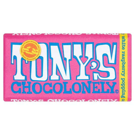 Tony's Chocolonely White Chocolate with Raspberry and Popping Candy