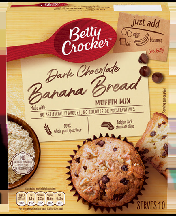 Betty Crocker Dark Chocolate Banana Bread Muffin Mix 320g