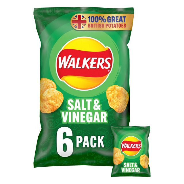 Walkers Salt & Vinegar Crisps 25g X 6 per pack