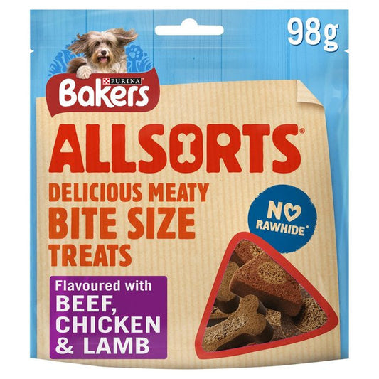 Bakers Dog Treats Chicken & Beef Allsorts 98g