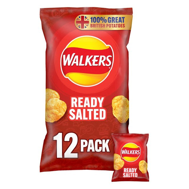 Walkers Ready Salted Crisps 25g X 12 per pack