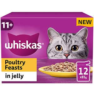 WHISKAS 11+ Cat Pouches POULTRY Selection in Jelly 12 x 100g