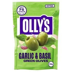 Olly's Olives Basil & Garlic Green Halkidiki Olives 50g