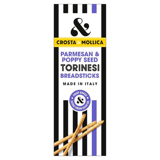 Crosta & Mollica Torinesi Parmesan & Poppy Seed Breadsticks 120g - Pack of 2