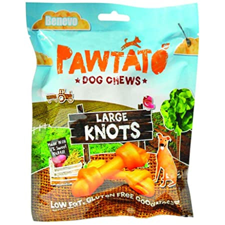 Benevo Pawtato Sweet Potato Knots Large Dog Treat (180g) (Orange)