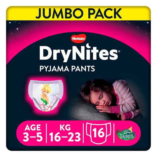 DryNites 3-5 yrs Girls Pyjama Pants Jumbo Pack 16 per pack TINKERBELL