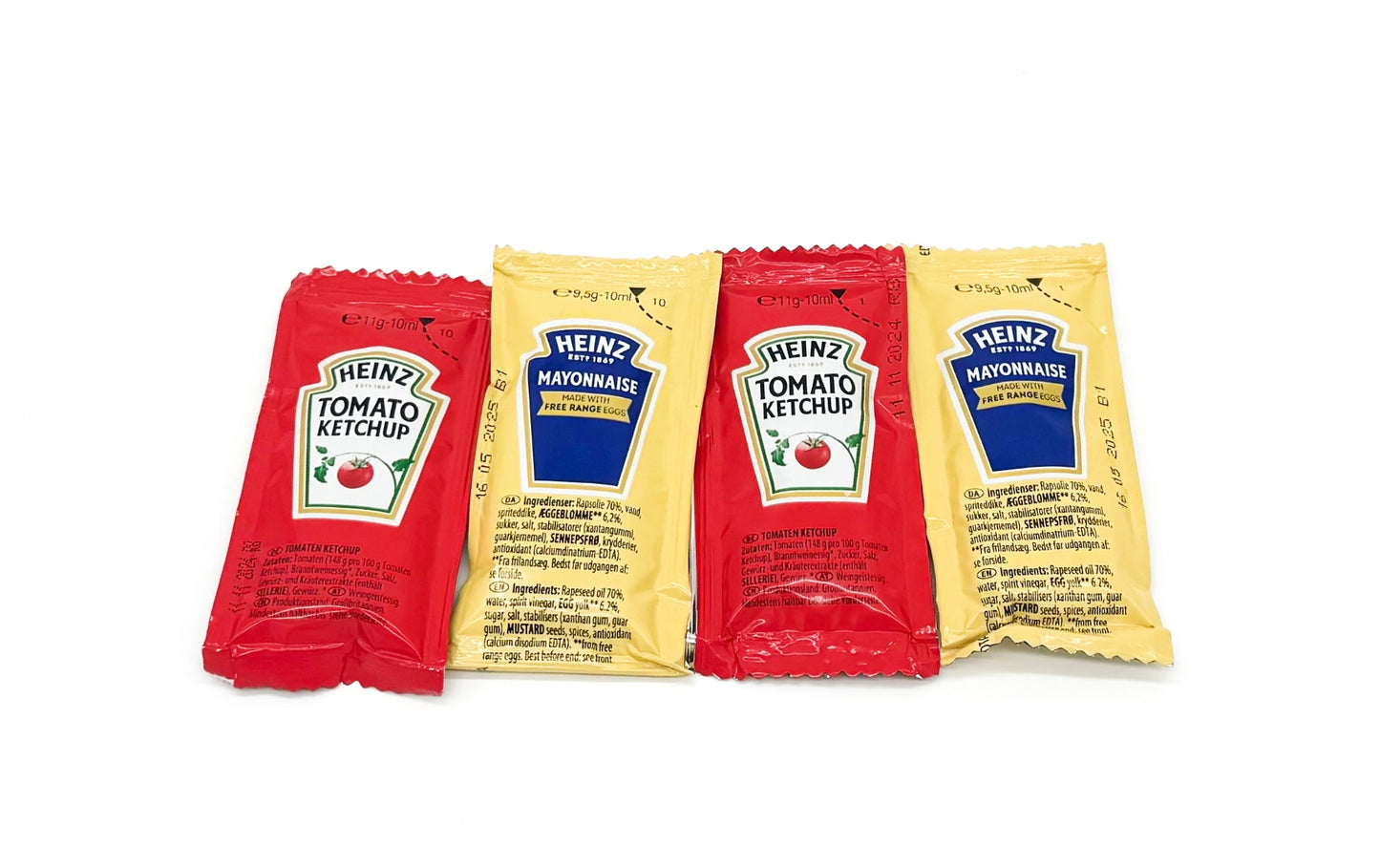 Individual Sachets 25 x Heinz Mayonnaise Sachets & 25 x Heinz Tomato Sauce Sachets